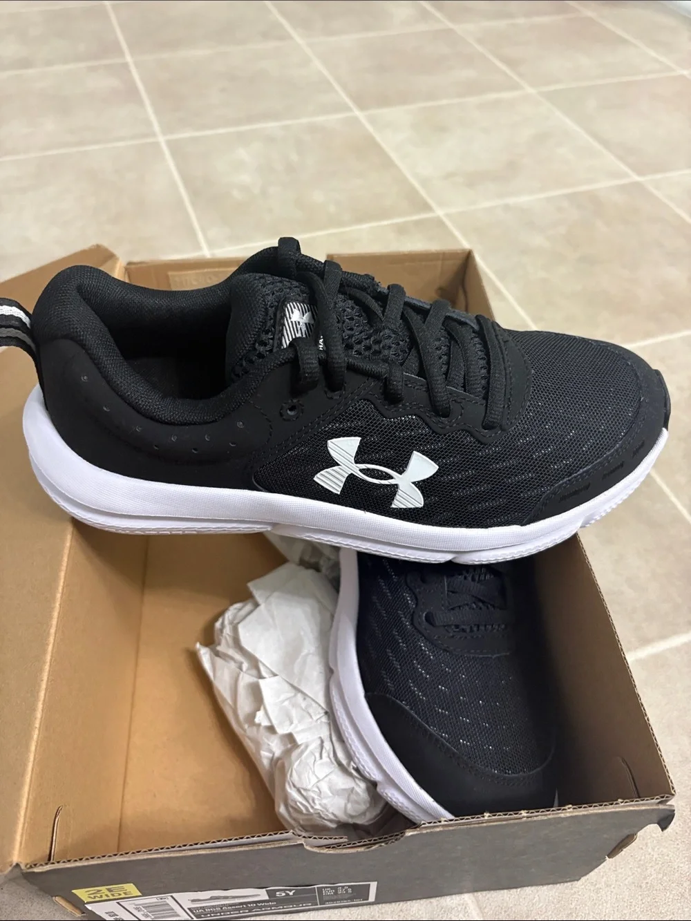 Under Armour Black and White Kids' Sneakers